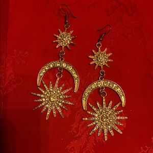 Gold Starburst Dangle Earrings